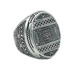 ANELLO GEOMETRIC CHEVALIER OVALE INCISO ARGENTO 925