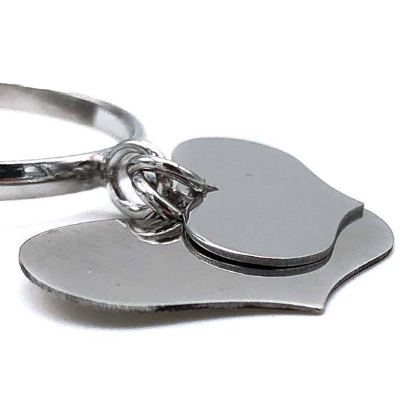 ANELLO LOVE REGOLABILE CHARMS DUE CUORI PENDENTI ARGENTO 925