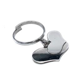 ANELLO LOVE REGOLABILE CHARMS DUE CUORI PENDENTI ARGENTO 925