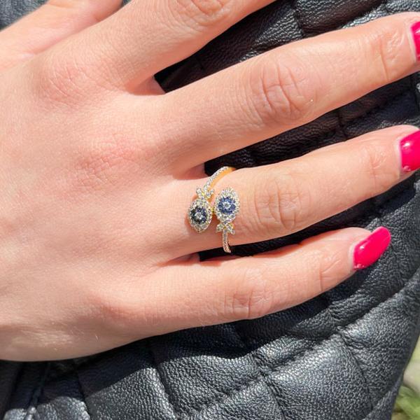 ANELLO PESCIOLINI OCCHIO DI ALLAH ZIRCONI ARGENTO 925