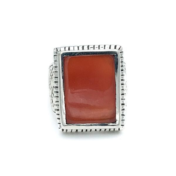 ANELLO CHEVALIER RETTANGOLARE CON PIETRA NATURALE ARGENTO 925