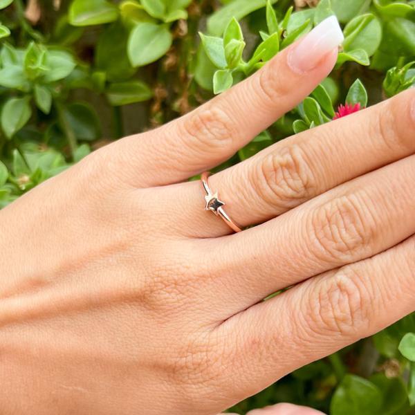 ANELLO MINIMAL STAR STELLA REGOLABILE ARGENTO 925 