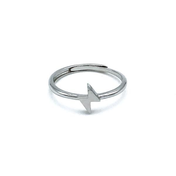 ANELLO MINIMAL LIGHTNING REGOLABILE  FULMINE ARGENTO 925 