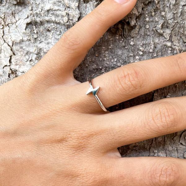 ANELLO MINIMAL LIGHTNING REGOLABILE  FULMINE ARGENTO 925 