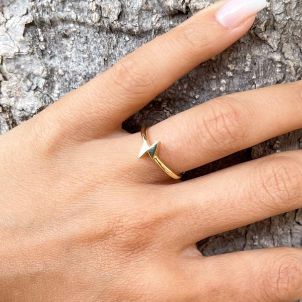 ANELLO MINIMAL LIGHTNING REGOLABILE  FULMINE ARGENTO 925 