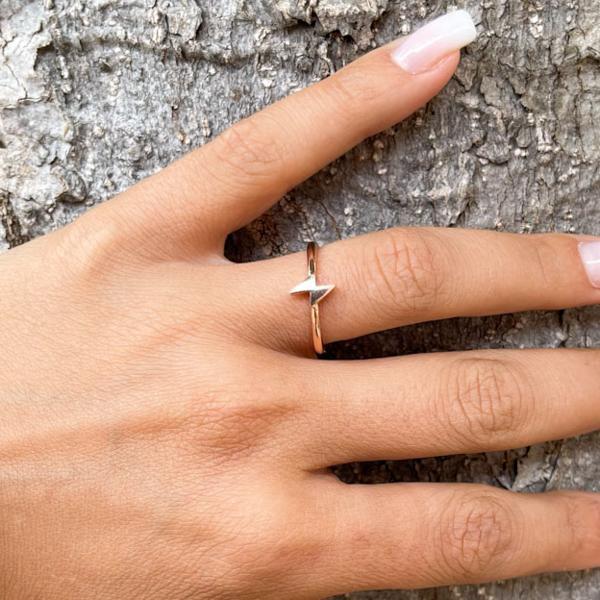 ANELLO MINIMAL LIGHTNING REGOLABILE  FULMINE ARGENTO 925 