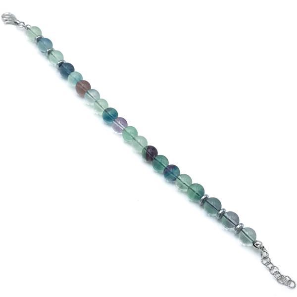 BRACCIALE ZODIAC UNISEX SFERE FLUORITE REGOLABILE ARGENTO 925