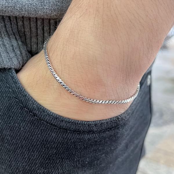 BRACCIALE SNAKE MAGLIA SQUADRATA CONCATENATA UNISEX ARGENTO 925