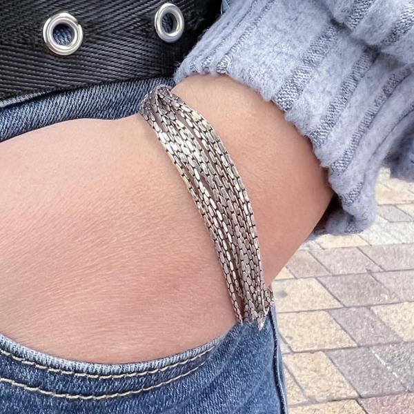 BRACCIALE SNAKE MULTIFILO MAGLIA CARDANO ARGENTO 925