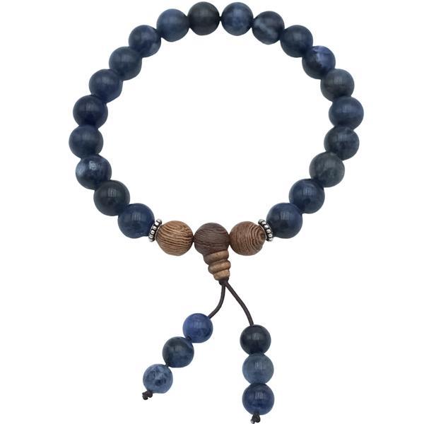BRACCIALE TIBETANO MALA ELASTICO SFERE PIETRA NATURALE SODALITE REGOLABILE 