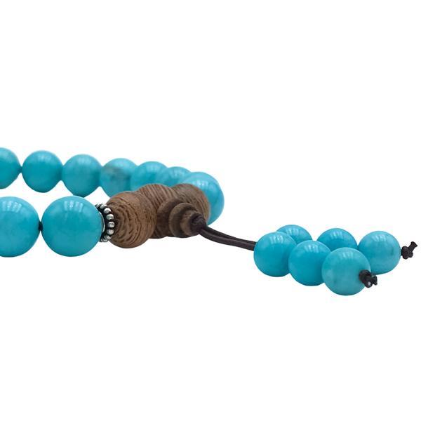 BRACCIALE TIBETANO MALA ELASTICO SFERE PIETRA NATURALE HOWLITE TURCHESE REGOLABILE