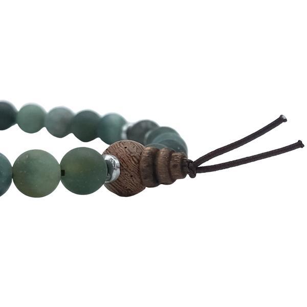 BRACCIALE TIBETANO MALA ELASTICO SFERE PIETRA NATURALE AGATA MUSCHIATA REGOLABILE