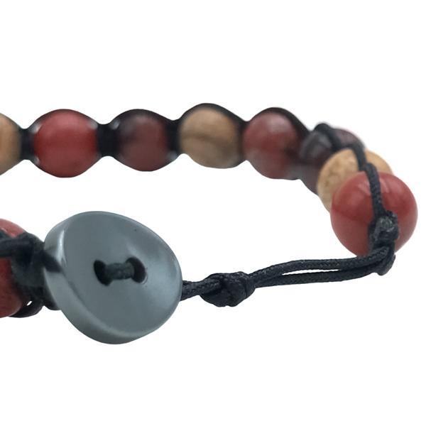 BRACCIALE TIBETANO SHAMBALLA SFERE DIASPRO PAESINA OCCHIO DI BUE CORDINO SETA CERATA REGOLABILE