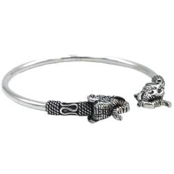 BRACCIALE TUBOLARE FLESSIBILE ELEFANTI 3D MONDANATURE REGOLABILE ARGENTO 925  