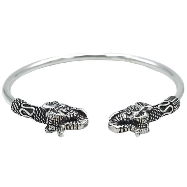 BRACCIALE TUBOLARE FLESSIBILE ELEFANTI 3D MONDANATURE REGOLABILE ARGENTO 925  