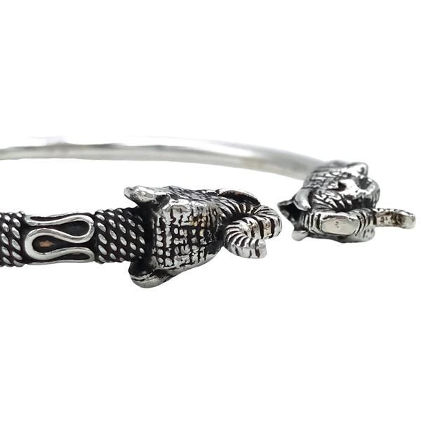 BRACCIALE TUBOLARE FLESSIBILE ELEFANTI 3D MONDANATURE REGOLABILE ARGENTO 925  