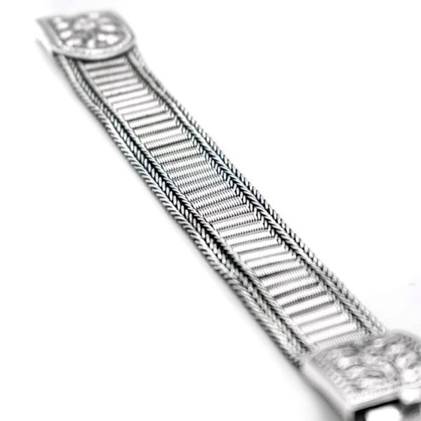 BRACCIALE MAGLIA TESSITA FIORELLINI ARGENTO 925