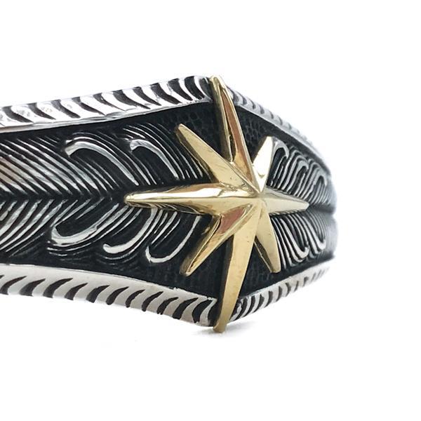 BRACCIALE ETNIC RIGIDO STELLA OTTO PUNTE  REGOLABILE ARGENTO 925