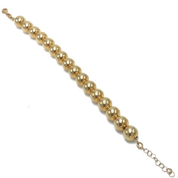 BRACCIALE GLAMOUR DORATO SFERE SIMMETRICHE 10 MM ARGENTO 925