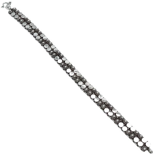 BRACCIALE PSICHEDELICO FLOWERS MIX FIORI SFERE PIATTE ARGENTO 925 