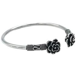 BRACCIALE REGOLABILE ROSE TUBOLARE FLESSIBILE FIORI MONDANATURE ARGENTO 925