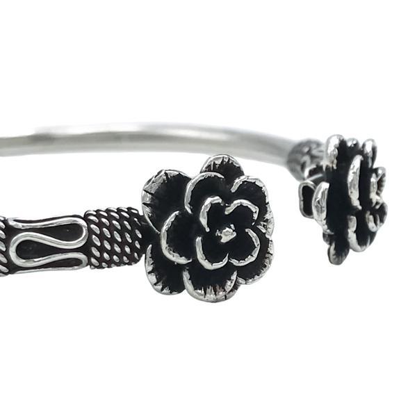 BRACCIALE REGOLABILE ROSE TUBOLARE FLESSIBILE FIORI MONDANATURE ARGENTO 925