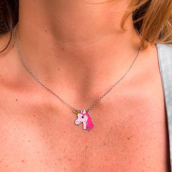 COLLANA FANTASY CATENA ROLO CHARM UNICORNO ARGENTO 925