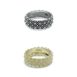 ANELLO FEDE SARDA FASCIA PUNTINATA ARGENTO 925