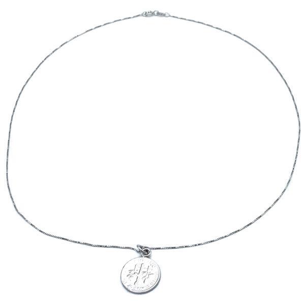 COLLANA GOOD LUCK CATENA VENEZIANA CHARM MONETA PENNY ARGENTO 925