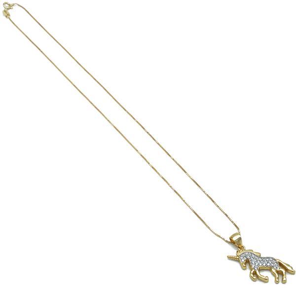 COLLANA FANTASY CATENA VENEZIANA CHARM UNICORNO ZIRCONATO ARGENTO 925 