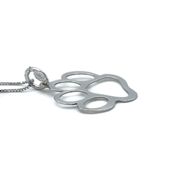 COLLANA PAW CATENA VENEZIANA CHARM ZAMPINA CANE TRAFORATA ARGENTO 925