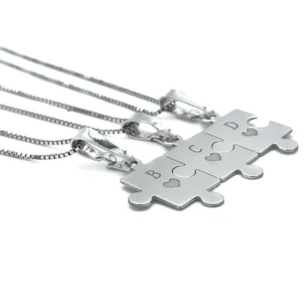 COLLANA FRIENDS PUZZLE TRIPLA CATENA MAGLIA VENEZIANA INCISA  ARGENTO 925