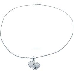 COLLANA BABY LOVE CATENA MAGLIA VENEZIANA CHARM PIEDINI BIMBI ARGENTO 925