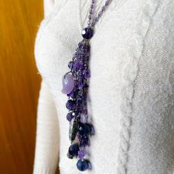 COLLANA CRAVATTA AMETISTA LAVORATA A MANO ARGENTO 925