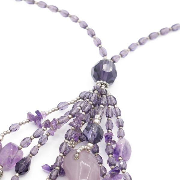 COLLANA CRAVATTA AMETISTA LAVORATA A MANO ARGENTO 925