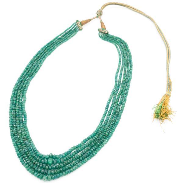 COLLANA QUEENLY MULTIFILO RADICI DI SMERALDO NATURALI LAVORATA A MANO