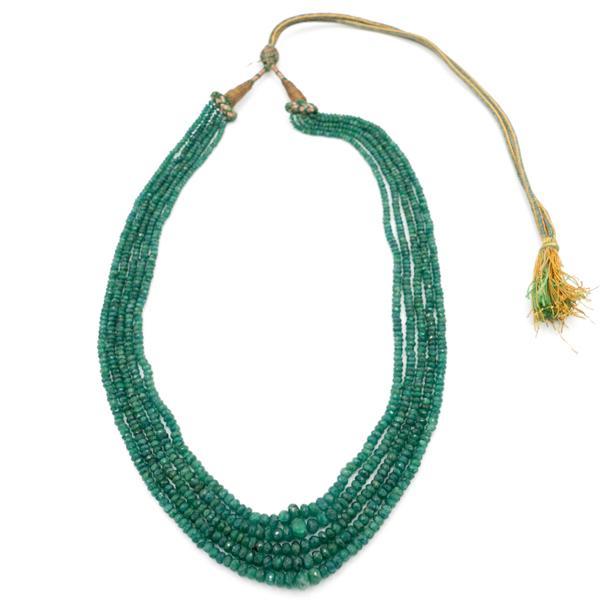 COLLANA QUEENLY MULTIFILO RADICI DI SMERALDO NATURALI LAVORATA A MANO