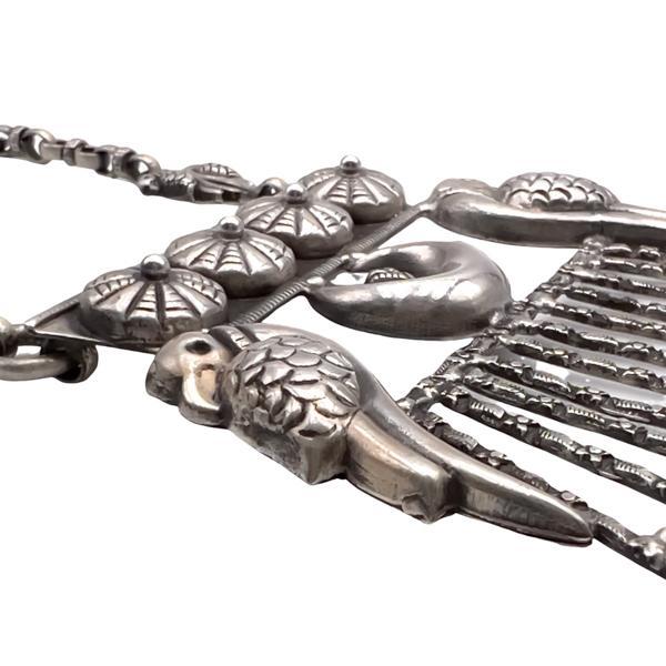 COLLANA VINTAGE REGOLABILE INSTARSI RAPPRESENTAZIONE UCCELLI ARGENTO 925