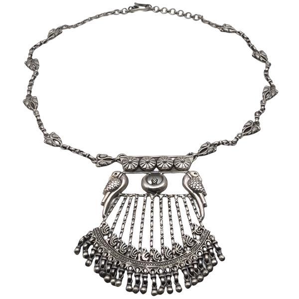 COLLANA VINTAGE REGOLABILE INSTARSI RAPPRESENTAZIONE UCCELLI ARGENTO 925
