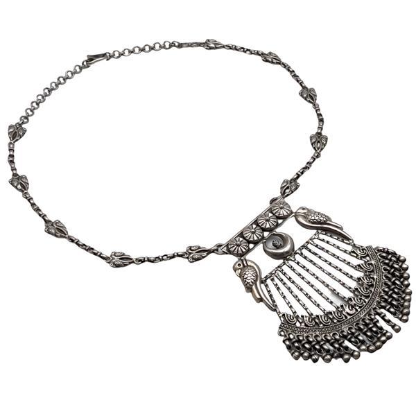 COLLANA VINTAGE REGOLABILE INSTARSI RAPPRESENTAZIONE UCCELLI ARGENTO 925