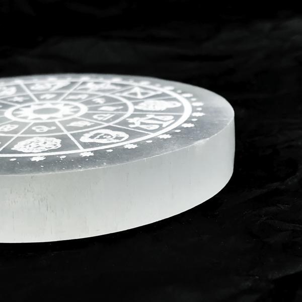 PIATTINO ARMONIZZATORE ZODIACO SELENITE NATURALE CRISTALLOTERAPIA 