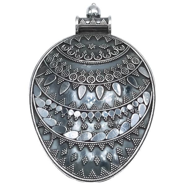 CIONDOLO PENDENTE SCUDO BOHO CHIC RAJASTHAN ARGENTO 925