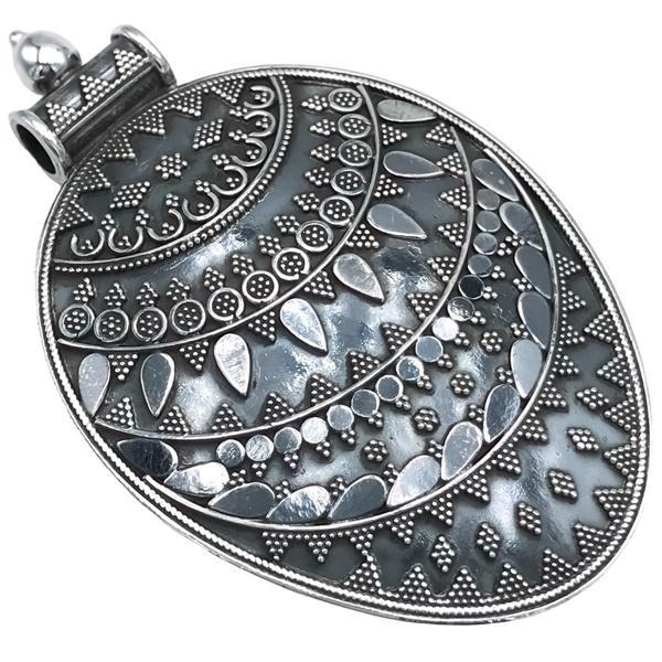 CIONDOLO PENDENTE SCUDO BOHO CHIC RAJASTHAN ARGENTO 925