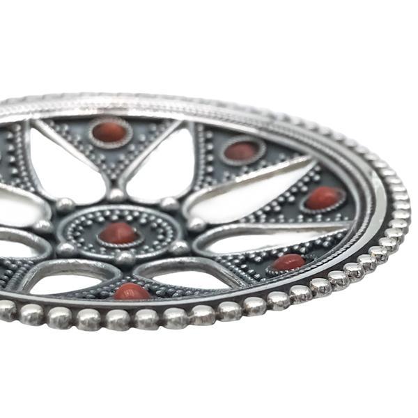 CIONDOLO PENDENTE SCUDO CORALLO ROSSO ARGENTO 925 