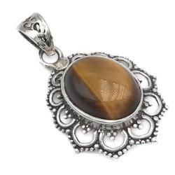 CIONDOLO PENDENTE FLOWER ETNIC CHIC OCCHIO DI TIGRE ARGENTO 925