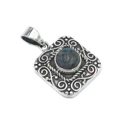 CIONDOLO PENDENTE ETNIC CHIC ROMBOIDALE LABRADORITE ARGENTO 925