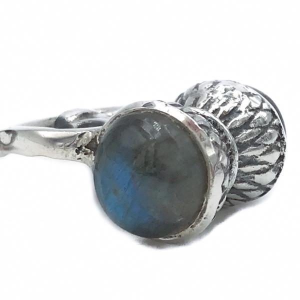 CIONDOLO PENDENTE STRONG SIMBOLO OHM LABRADORITE ARGENTO 925 