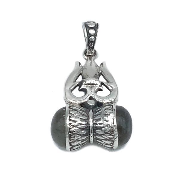 CIONDOLO PENDENTE STRONG SIMBOLO OHM LABRADORITE ARGENTO 925 