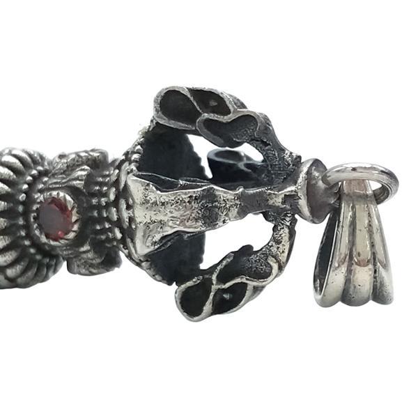 CIONDOLO PHURBA PENDENTE PUGNALE TIBETANO ELEFANTI GEMME NATURALI GRANATO ARGENTO 925
