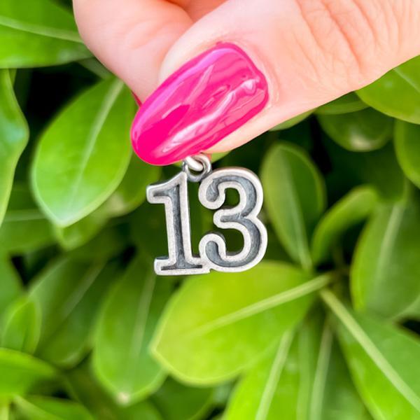 CIONDOLO PENDENTE CHARM NUMERO 13 ARGENTO 925